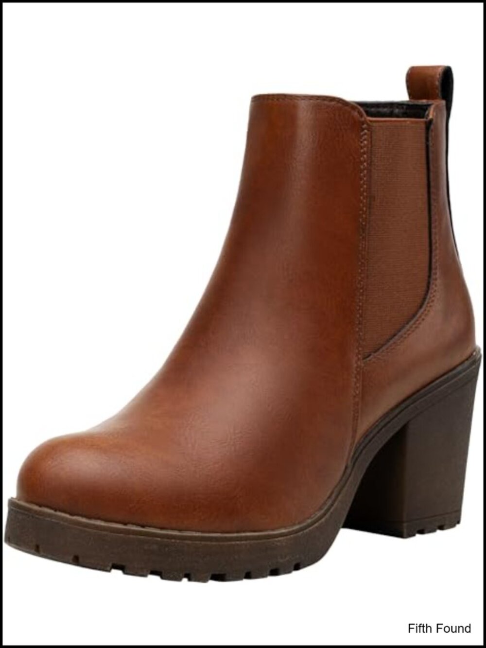 Women's Platform Chelsea Ankle Boots, Chunky Block Heel Faux Leather Booties